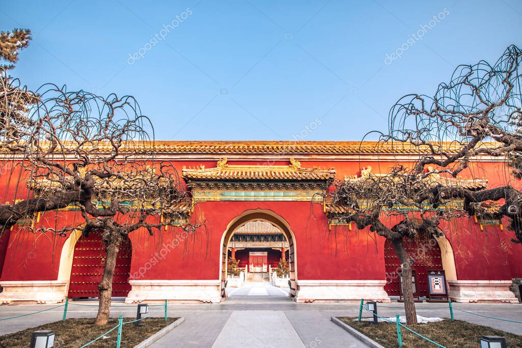 Five color glazed gate of TaimiaoThe Ancestral Templein Beijing, China. Beijing labor people's Cultural Palace, China