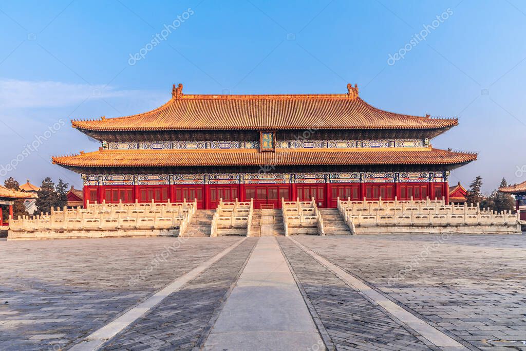 The Ancestral TempleTaimiao, Beijing, China. Beijing labor people's Cultural Palace. Chinese translation of plaque: the Ancestral TempleTaimiao
