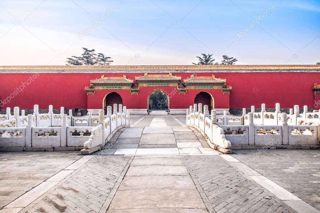 Five color glazed gate of TaimiaoThe Ancestral Templein Beijing, China. Beijing labor people's Cultural Palace, China