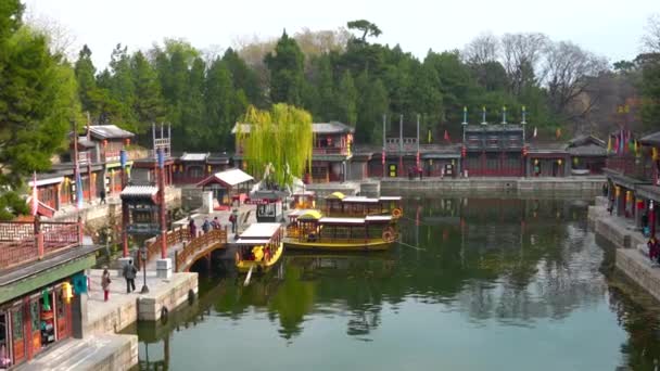 Hösten Suzhou Street Sommarpalatset Peking Kina — Stockvideo