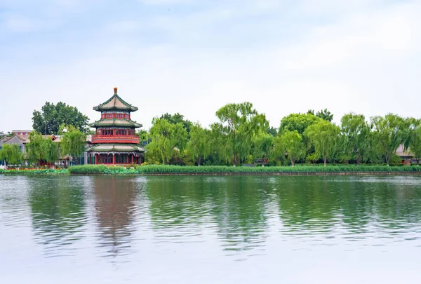 Torre Wanghai Por Lago Shichahai Beijing China Hermoso Shichahai Brillante — Foto de Stock