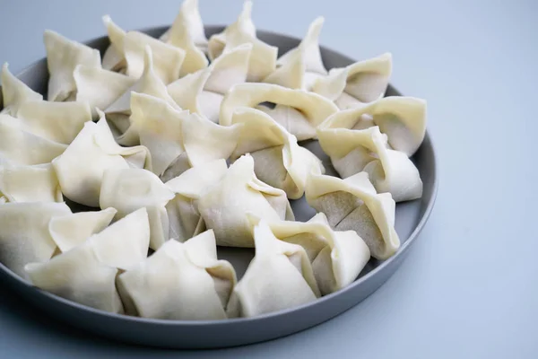 Традиционный Китайский Пищевой Вонтон Помещается Аграрную Тарелку — стоковое фото