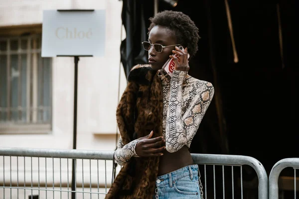 Paris França Setembro 2019 Modelo Anok Yai Antes Desfile Moda — Fotografia de Stock