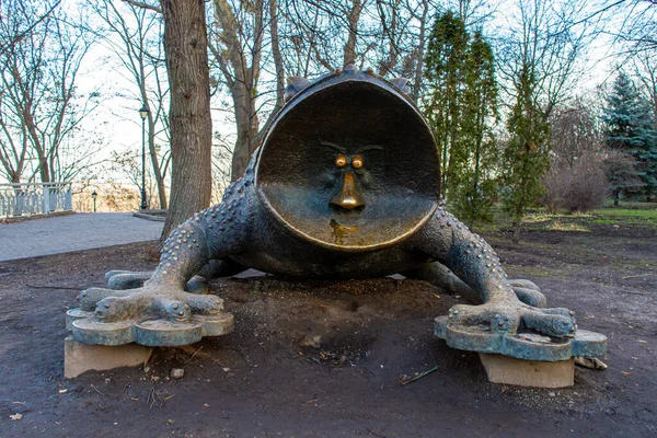 Kyiv Ucraina Gennaio 2020 Monumento Alla Rana Nel Mariinski Park — Foto Stock