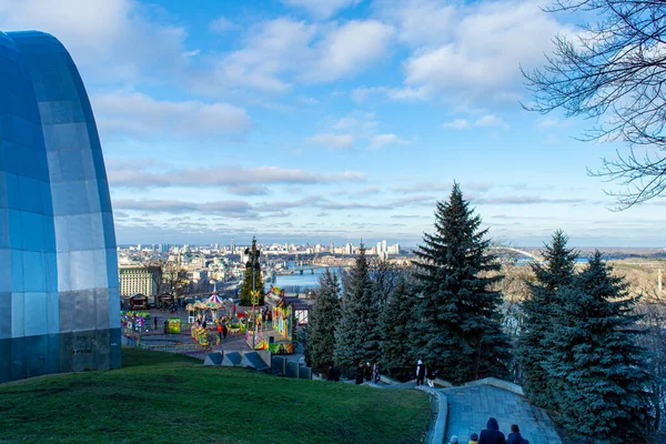 Kiew Ukraine Januar 2020 Blick Auf Den Bezirk Podol Und — Stockfoto