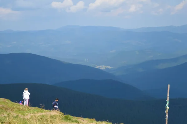 Panoramic View Hoverla Carpathian Mountains Ukraine Horizontal Outdoors Shot — Stock Photo, Image