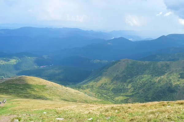 Panoramic View Hoverla Carpathian Mountains Ukraine Horizontal Outdoors Shot — Stock Photo, Image