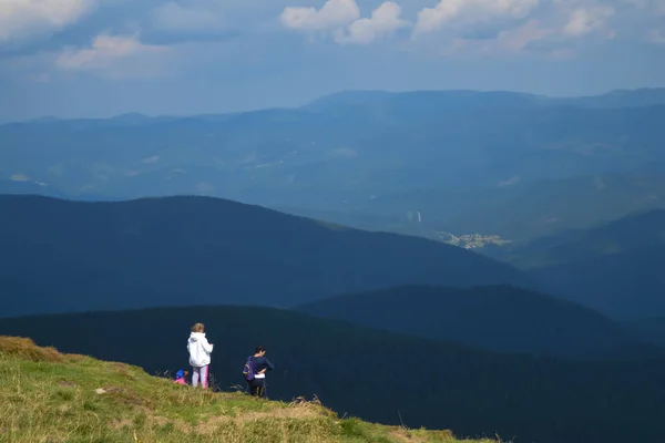 Panoramic View Hoverla Carpathian Mountains Ukraine Horizontal Outdoors Shot — Stock Photo, Image