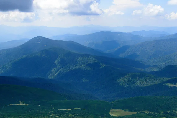 Panoramautsikt Från Hoverla Karpaterna Ukraina Horisontell Utomhus Skjuten — Stockfoto