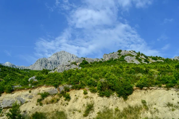 Adriai Tenger Tengerparti Hegyek Úton Makarska Riviéra Dalmácia Horvátország — Stock Fotó