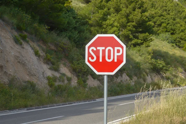 Stoppschild Der Adriaküste Makarska Riviera Dalmatien Kroatien Stockbild