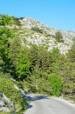Hırvatistan 'ın Biokovo ulusal parkının en yüksek zirvesine (Aziz George) dar ve uç yol.