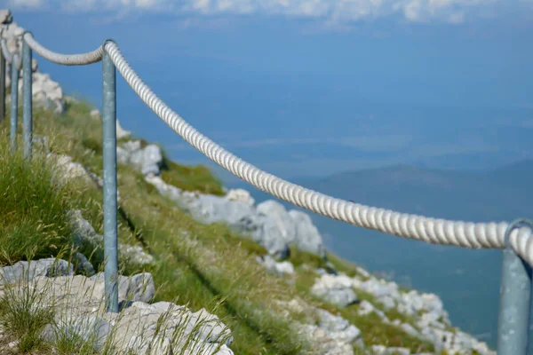 Stony Road Rope Fence Peak Jure Biokovo National Park Croatia — Stock Photo, Image
