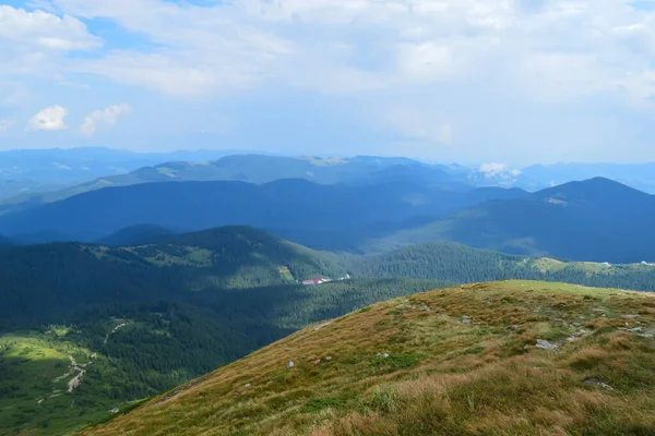 Panoramic View Hoverla Carpathian Mountains Ukraine Horizontal Outdoors Shot — Stock Photo, Image