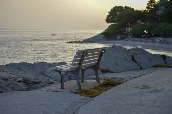 Sonnenuntergang Auf Der Adria Brela Kroatien — Stockfoto