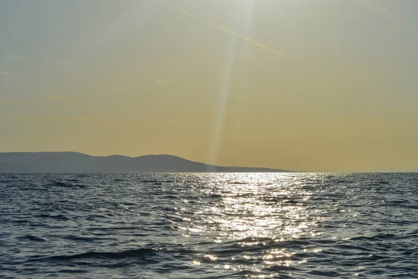 Puesta Sol Mar Adriático Brela Croacia —  Fotos de Stock