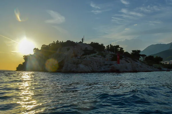 Tramonto Sul Mare Adriatico Makarska Croazia — Foto Stock