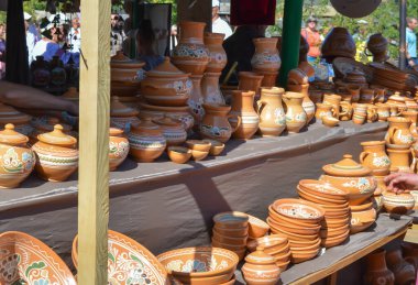 Velyki Sorochintsi, UKRAINE - 25 Ağustos 2017: Ulusal Ukrayna yıllık pazarı Sorochinska Yrmorka, Ukrayna