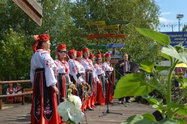 Velyki Sorochintsi, UKRAINE - 25 Ağustos 2017: Ukrayna 'nın ulusal yıllık pazarı 