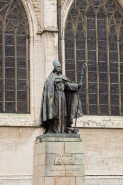 BRÜKSEL, BELGIUM - 29 Aralık 2018: St. Michael ve St. Gudula Katedrali 29 Aralık 2018.