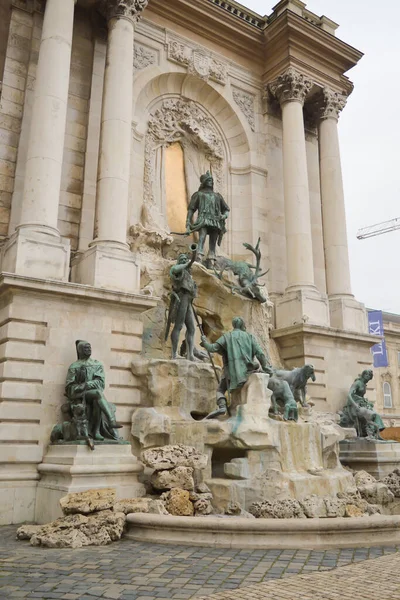 Budapest Hungría Diciembre 2017 Fuente Del Rey Matías Castillo Buda — Foto de Stock