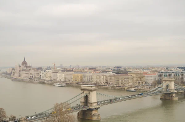 Budapest Hongrie Décembre 2017 Remblai Danube Depuis Château Buda Budapest — Photo