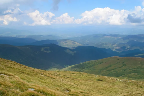 Panoramic View Hoverla Carpathian Mountains Ukraine Horizontal Outdoors Shot — Stock Photo, Image