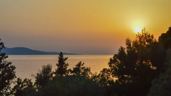 Hırvatistan Makarska Kentinde Adriyatik Denizi Nde Gün Batımı — Stok fotoğraf
