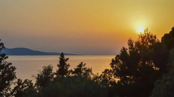 Puesta Sol Mar Adriático Makarska Croacia — Foto de Stock