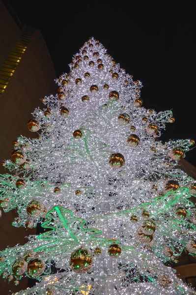 Budapest Hongarije December 2017 Kerstversiering Nachts Straat Boedapest December 2017 — Stockfoto