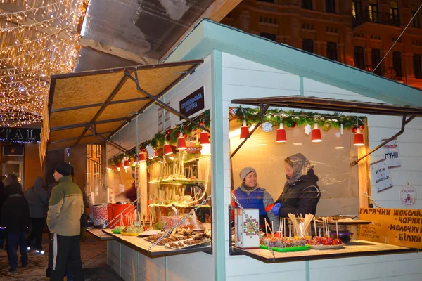 Kyiv Ukraine Januari Kerstmarkt Kiev Oekraïne Januari 2018 — Stockfoto