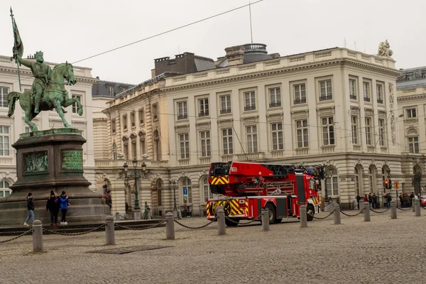 Bruxelles Belgique Décembre 2018 Camion Pompiers Place Royale Bruxelles Belgique — Photo