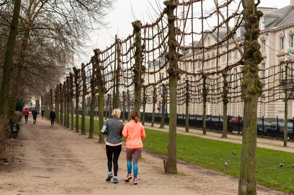 Bruxelas Bélgica Dezembro 2018 Pessoas Que Correm Brussels Park Bélgica — Fotografia de Stock