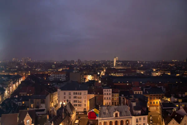 Brussel België December 2018 Brussels Night View Van Kerst Reuzenrad — Stockfoto