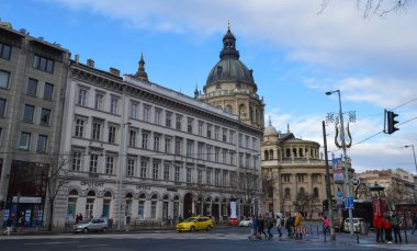 BUDAPEST, HUNGARY - 29 Aralık 2017: Aziz Stephen Bazilikası (Szent Istvan Bazilika) 29 Aralık 2017.