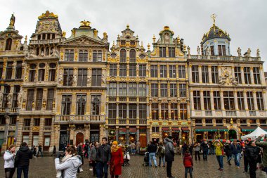 BRÜKSEL, BELGIUM - 1 Ocak 2019: Brüksel, Belçika 'daki Grand Place. 