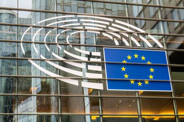 BRÜKSEL, BELGIUM - 3 Ocak 2019: 3 Ocak 2019 'da Brüksel' de Avrupa Parlamentosu binası.