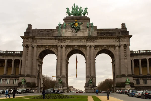 Bruxelles Belgique Janvier 2019 Arc Triomphe Dans Parc Cinquantième Anniversaire — Photo