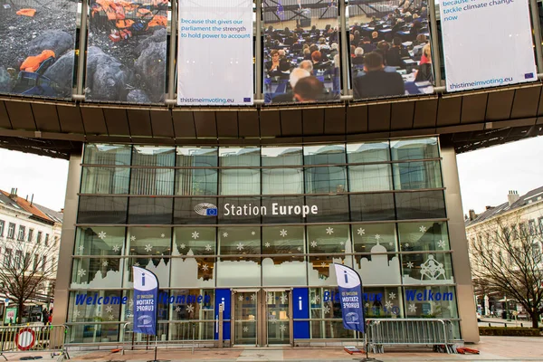 Bruxelles Belgique Janvier 2019 Station Europe Près Parlement Européen Bruxelles — Photo