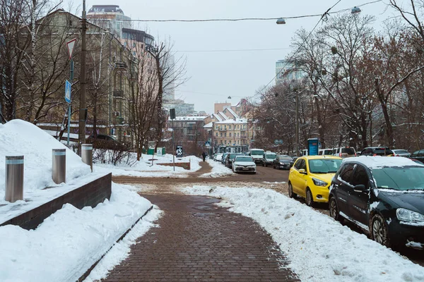 Киев Украина Января 2019 Улицы Автомобили После Снежной Бури Киеве — стоковое фото