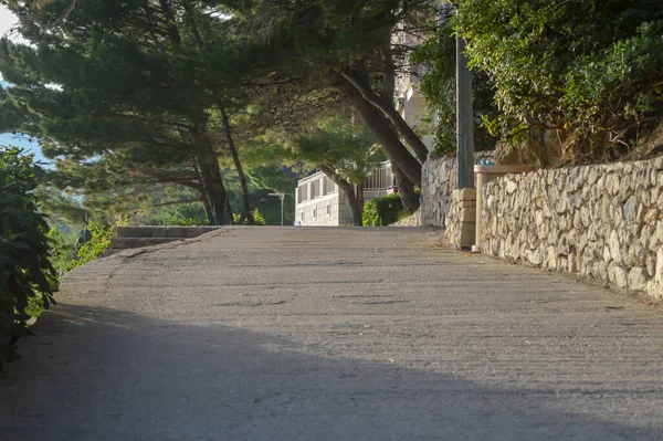 BRELA, CROATIA - 12 Haziran 2019 'da Hırvatistan' ın Makarska Riviera kenti Brela 'da Punta Rata plajı yakınlarında yürüyüş