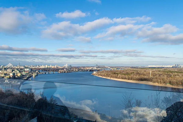 Kyiv Ukraine Janvier 2020 Vue Panoramique District Podol Rivière Dnypro — Photo