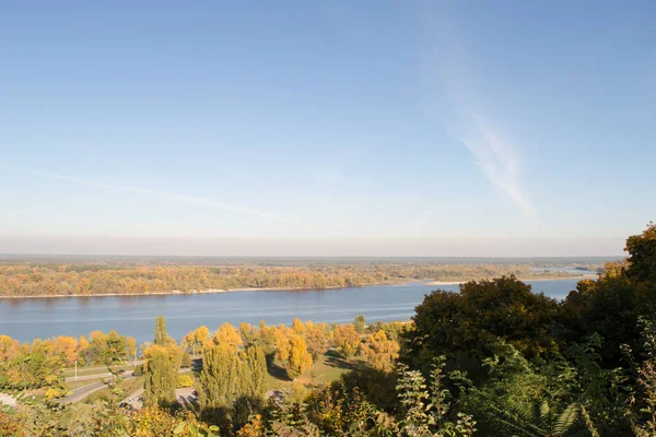 Vista Rio Dnieper Outono Kaniv Ucrânia Colina Tarasova Chernecha Hora — Fotografia de Stock