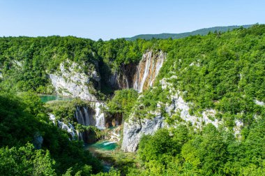 Hırvatistan 'ın Plitvice Gölleri Ulusal Parkı' ndaki Veliki Şelalesi