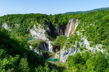Hırvatistan 'ın Plitvice Gölleri Ulusal Parkı' ndaki Veliki Şelalesi