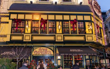 BRÜKSEL, BELGIUM - 1 Ocak 2019: Brüksel, Belçika 'da Uyuşturucu Operası Restoranı. 