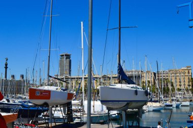 BARCELONA, İspanya - 22 Haziran 2016: Yacht 's Wharf Barcelona, İspanya.  