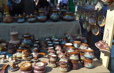 Velyki Sorochintsi, UKRAINE - 25 Ağustos 2017: Ulusal Ukrayna yıllık pazarı Sorochinska Yrmorka, Ukrayna