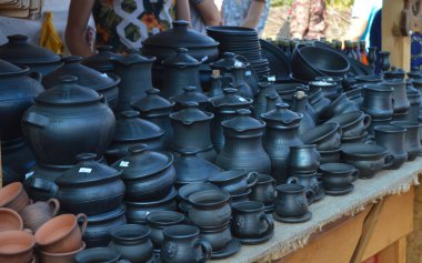 Velyki Sorochintsi, UKRAINE - 25 Ağustos 2017: Ulusal Ukrayna yıllık pazarı Sorochinska Yrmorka, Ukrayna