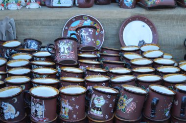 Velyki Sorochintsi, UKRAINE - 25 Ağustos 2017: Ulusal Ukrayna yıllık pazarı Sorochinska Yrmorka, Ukrayna